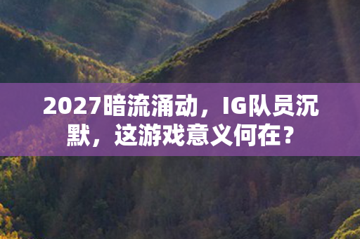 2027暗流涌动,IG队员沉默,这游戏意义何在? 2027暗流涌动,IG队员沉默,这游戏意义何在?