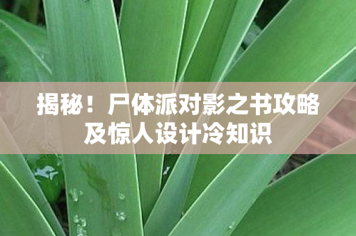 揭秘！尸体派对影之书攻略及惊人设计冷知识