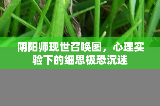 阴阳师现世召唤图,心理实验下的细思极恐沉迷 阴阳师现世召唤图,心理实验下的细思极恐沉迷