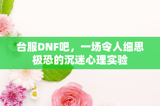 台服DNF吧,一场令人细思极恐的沉迷心理实验 台服DNF吧,一场令人细思极恐的沉迷心理实验