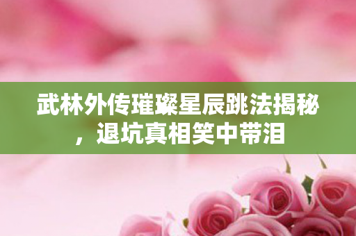 武林外传璀璨星辰跳法揭秘,退坑真相笑中带泪 武林外传璀璨星辰跳法揭秘,退坑真相笑中带泪