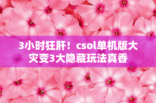 3小时狂肝!csol单机版大灾变3大隐藏玩法真香 3小时狂肝!csol单机版大灾变3大隐藏玩法真香
