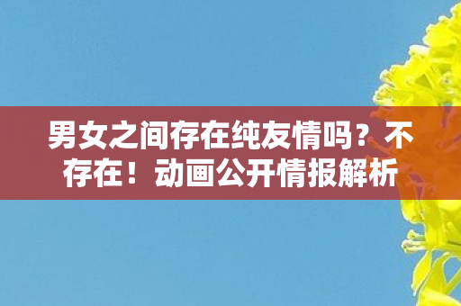 男女之间存在纯友情吗？不存在！动画公开情报解析