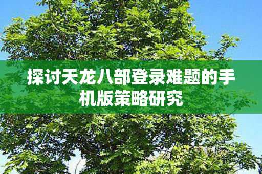 探讨天龙八部登录难题的手机版策略研究