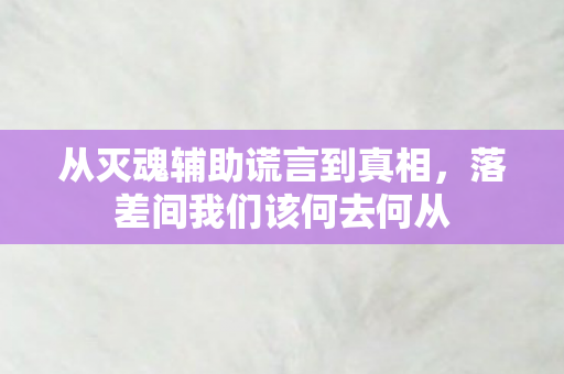 从灭魂辅助谎言到真相,落差间我们该何去何从 从灭魂辅助谎言到真相,落差间我们该何去何从