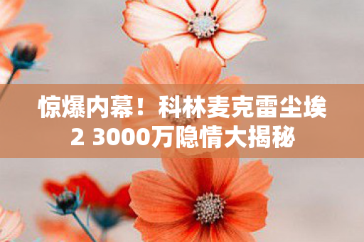 惊爆内幕！科林麦克雷尘埃2 3000万隐情大揭秘