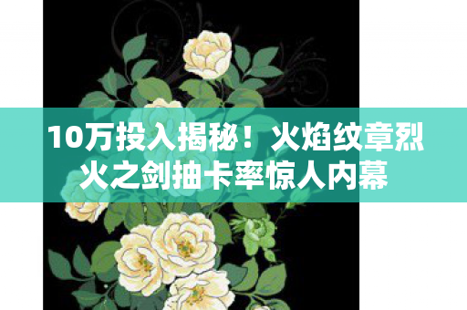 10万投入揭秘！火焰纹章烈火之剑抽卡率惊人内幕