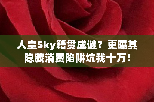 人皇Sky籍贯成谜?更曝其隐藏消费陷阱坑我十万! 人皇Sky籍贯成谜?更曝其隐藏消费陷阱坑我十万!