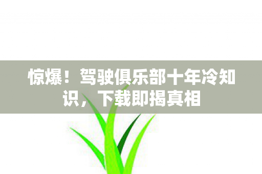 惊爆！驾驶俱乐部十年冷知识，下载即揭真相