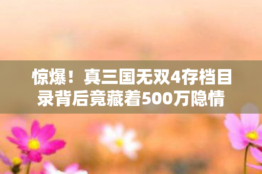 惊爆!真三国无双4存档目录背后竟藏着500万隐情 惊爆!真三国无双4存档目录背后竟藏着500万隐情