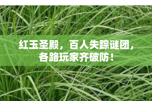 红玉圣殿,百人失踪谜团,各路玩家齐破防! 红玉圣殿,百人失踪谜团,各路玩家齐破防!