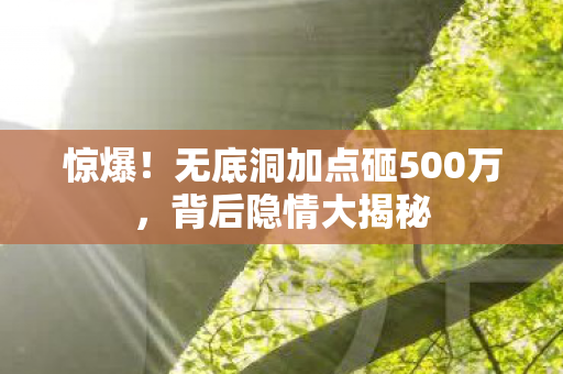 惊爆!无底洞加点砸500万,背后隐情大揭秘 惊爆!无底洞加点砸500万,背后隐情大揭秘
