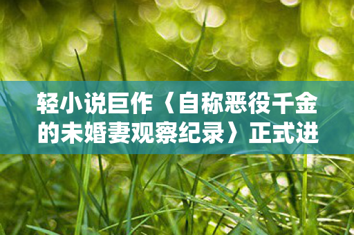 轻小说巨作〈自称恶役千金的未婚妻观察纪录〉正式进军动画界