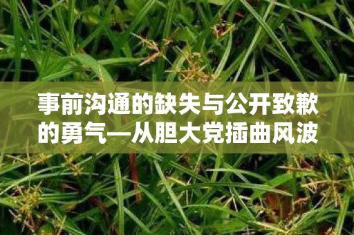 事前沟通的缺失与公开致歉的勇气—从胆大党插曲风波说起