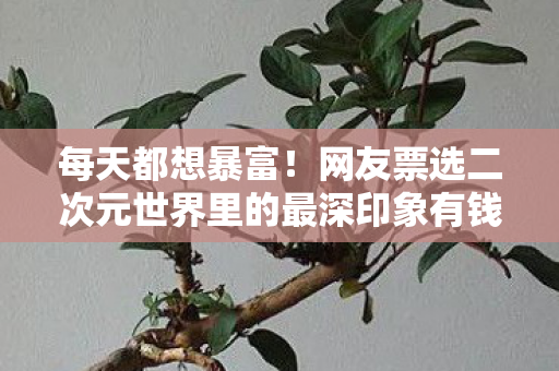每天都想暴富！网友票选二次元世界里的最深印象有钱人角色