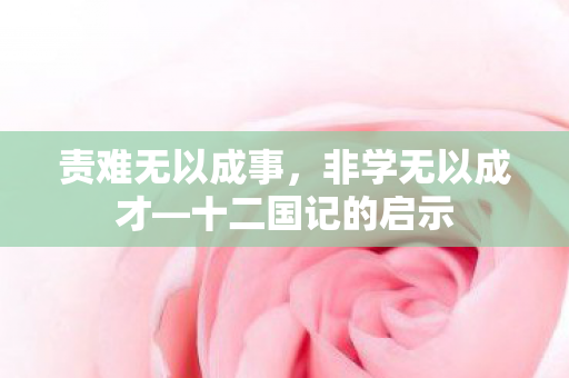 责难无以成事，非学无以成才—十二国记的启示