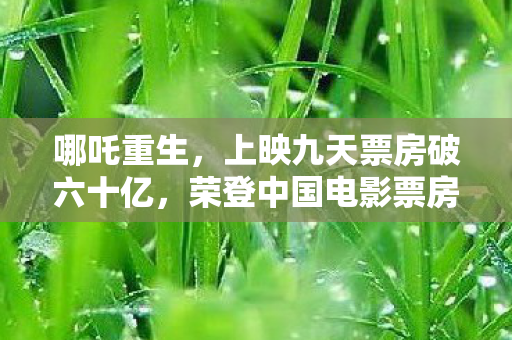 哪吒重生，上映九天票房破六十亿，荣登中国电影票房巅峰！