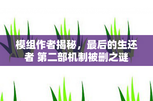 模组作者揭秘，最后的生还者 第二部机制被删之谜