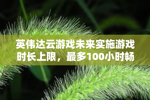 英伟达云游戏未来实施游戏时长上限，最多100小时畅玩，重塑游戏生态展望