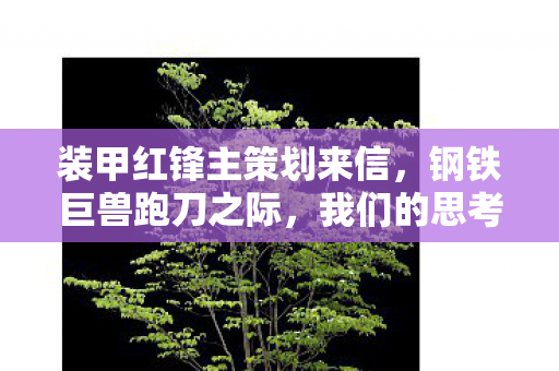 装甲红锋主策划来信，钢铁巨兽跑刀之际，我们的思考与展望
