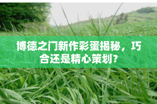 博德之门新作彩蛋揭秘，巧合还是精心策划？