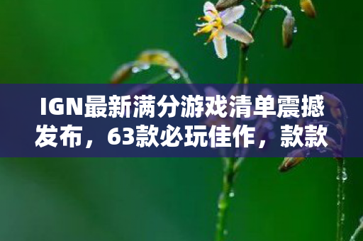 IGN最新满分游戏清单震撼发布，63款必玩佳作，款款精彩绝伦！