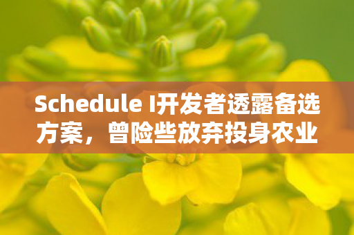 Schedule I开发者透露备选方案，曾险些放弃投身农业