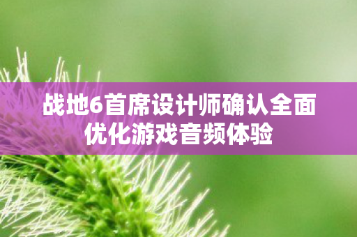 战地6首席设计师确认全面优化游戏音频体验