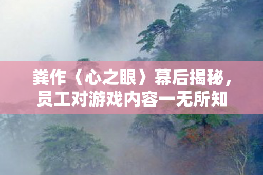 粪作〈心之眼〉幕后揭秘，员工对游戏内容一无所知