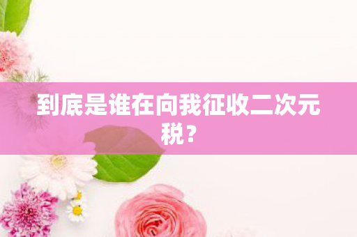 到底是谁在向我征收二次元税？