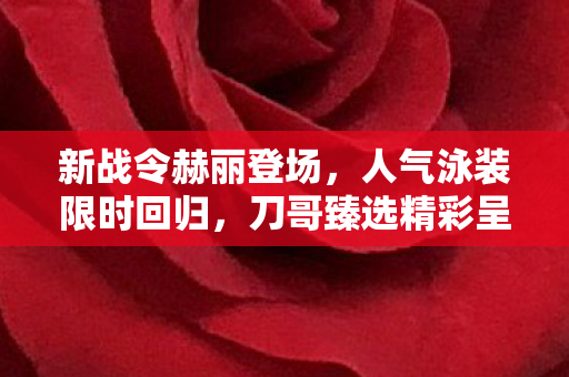 新战令赫丽登场，人气泳装限时回归，刀哥臻选精彩呈现—时尚潮流的热血碰撞