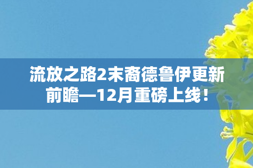 流放之路2末裔德鲁伊更新前瞻—12月重磅上线！