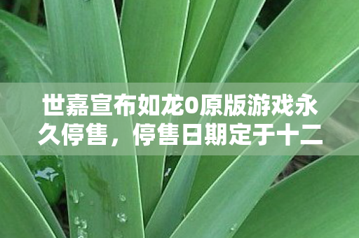 世嘉宣布如龙0原版游戏永久停售，停售日期定于十二月上旬