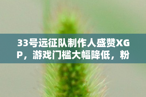 33号远征队制作人盛赞XGP，游戏门槛大幅降低，粉丝吸引力倍增