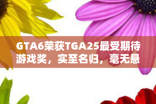 GTA6荣获TGA25最受期待游戏奖，实至名归，毫无悬念！