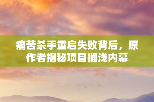 痛苦杀手重启失败背后，原作者揭秘项目搁浅内幕