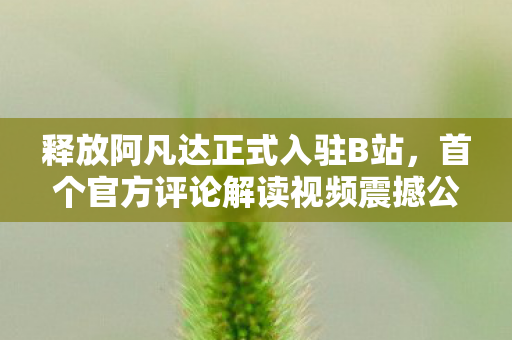 释放阿凡达正式入驻B站，首个官方评论解读视频震撼公开！