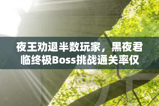 夜王劝退半数玩家，黑夜君临终极Boss挑战通关率仅52%