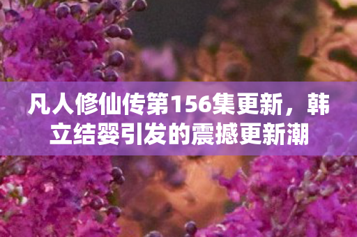 凡人修仙传第156集更新，韩立结婴引发的震撼更新潮