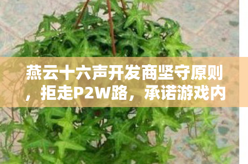 燕云十六声开发商坚守原则，拒走P2W路，承诺游戏内容全免费开放