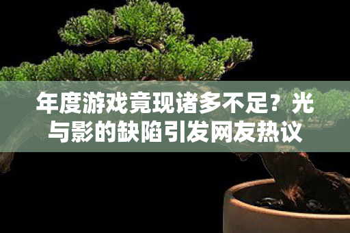 年度游戏竟现诸多不足？光与影的缺陷引发网友热议