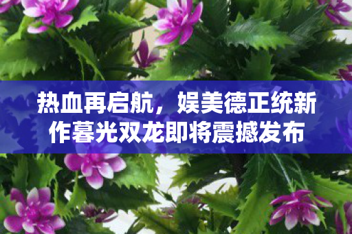 热血再启航，娱美德正统新作暮光双龙即将震撼发布