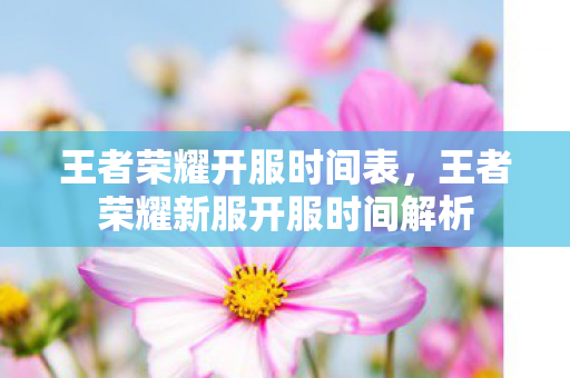 王者荣耀开服时间表，王者荣耀新服开服时间解析