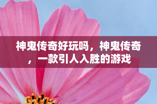 神鬼传奇好玩吗，神鬼传奇，一款引人入胜的游戏