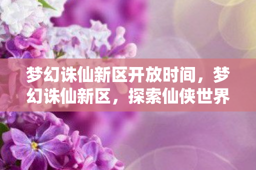 梦幻诛仙新区开放时间，梦幻诛仙新区，探索仙侠世界的全新篇章