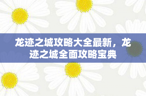 龙迹之城攻略大全最新，龙迹之城全面攻略宝典