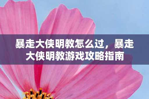 暴走大侠明教怎么过，暴走大侠明教游戏攻略指南