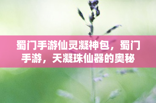 蜀门手游仙灵凝神包，蜀门手游，天凝珠仙器的奥秘