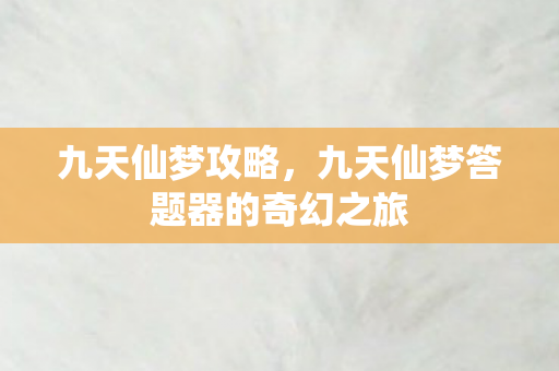 九天仙梦攻略，九天仙梦答题器的奇幻之旅