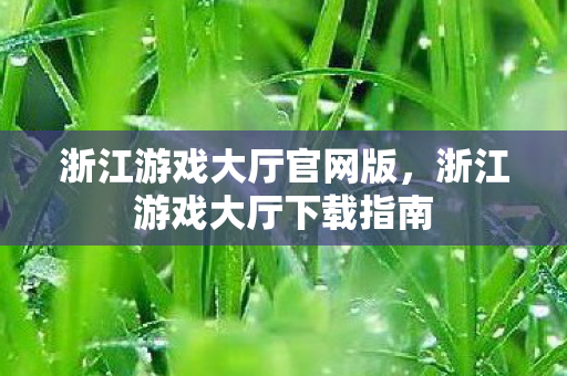 浙江游戏大厅官网版，浙江游戏大厅下载指南